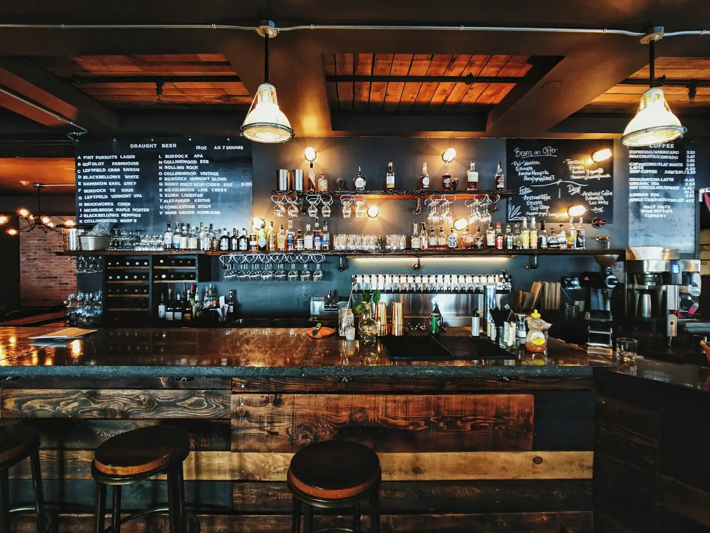 A bar at night